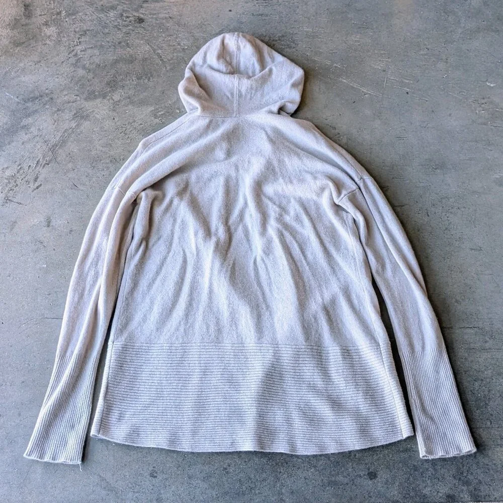 St. Tropez West Beige Cashmere Hooded Open Front Cardigan size XL